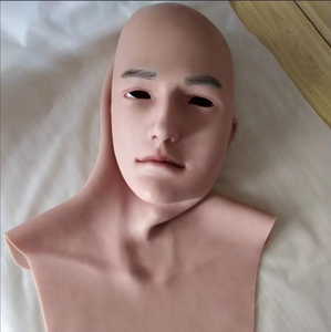 Suministro directo de fábrica, máscara facial realista de silicona Yong Man, accesorios para fiesta de Halloween, máscara de cara completa para <span class=keywords><strong>hombre</strong></span> descubierta, travesti - Product Image 1