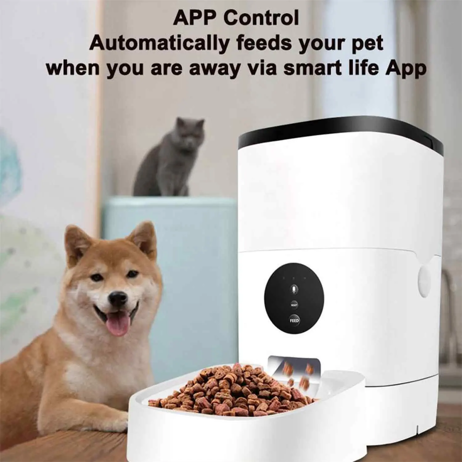 4l Tuya Wifi Mobiele App Bediening Microchip Abs Hondenvoer Dispenser Intelligente Kattenbak Automatische Slimme Huisdiervoeder