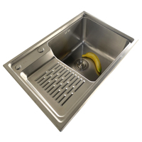 Évier de lavage simple en acier inoxydable SUS304 68*45cm, surface brossée, pour comptoir, équipement sanitaire commercial, vente en gros