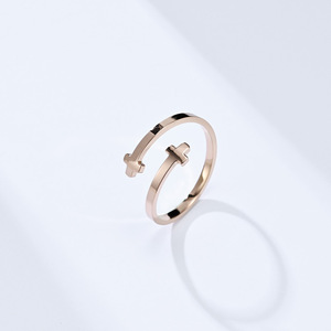 Cross <b>Titanium</b> Steel <b>Ring</b> Adjustable Women's Pinky <b>Ring</b> Fashion Jewelry Gift - Product Image 2