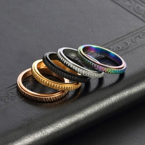 แหวนหมุนได้ สแตนเลสสตีล 3 มม. สีโรสโกลด์ ดีไซน์เรียบหรูมีสไตล์ - Product Image 4