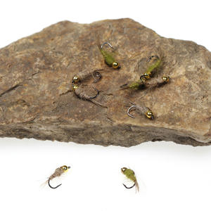 Señuelos de Pesca de Mosca Húmeda, Ninfas de Oreja de Conejo con Cabeza de Cuentas de Latón, Doradas, Acanaladas, en Colores Oliva, Gris, Arcoíris, Marrón, Trucha, Grilón - Product Image 4