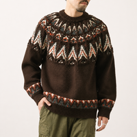 Pull-over d'hiver personnalisé pour homme en tricot nordique, motif Fair Isle, col rond, avec broderie au crochet, respirant