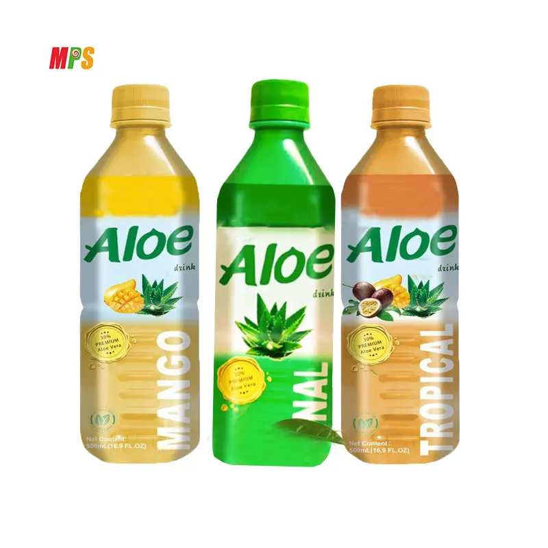 Botol minuman lidah buaya kustom Label pribadi 500ml jus buah lembut botol minuman jus lidah buaya