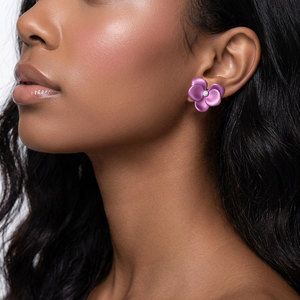 New Collection Pink Color Pure Titanium <b>Earrings</b> Wholesale Flower Shape Natural Spinel Stud <b>Earrings</b> Special Gift For Women Wear - Product Image 6