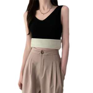 Chaleco Acolchado de Invierno para Mujer, Forrado de Lana Tejida, Grueso y Cálido, Resistente al Frío, Estilo Vintage, Corte Ajustado, Cuello en V, Color Sólido - Product Image 5