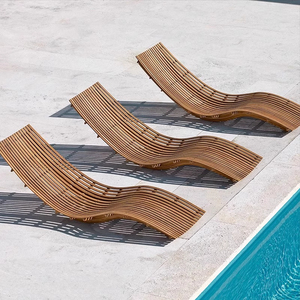Conjunto de Sillones de Madera de Teca Sólida para Exteriores, Muebles Modernos Resistentes al Agua y a los Rayos UV para Villas, Hoteles, Salas de Estar, Jardines y Patios - Product Image 1