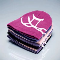 Bonnet Personnalisé en Tricot Jacquard Réversible sans Revers Doublé Satin Hiver Style Y2K