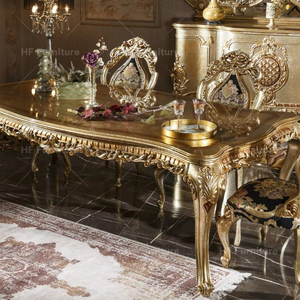 Thổ Nhĩ Kỳ Vàng Ưa Thích Phòng Ăn Sang Trọng Bàn Ghế Gỗ Rắn Bàn Ăn Đặt 6 Chỗ Ngồi - Product Image 2