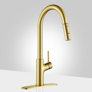 <span class=keywords><strong>Robinet</strong></span> de cuisine en acier inoxydable haute pression avec réglage du pulvérisateur abaisseur brossé doré pour 1 et 3 trous avec <span class=keywords><strong>plaque</strong></span> de bureau - Product Image 1