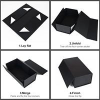 Boîte cadeau rigide magnétique noire personnalisée, recyclée, pliable, avec laminage mat et gaufrage, grande taille (610 x 400 x 260 mm)