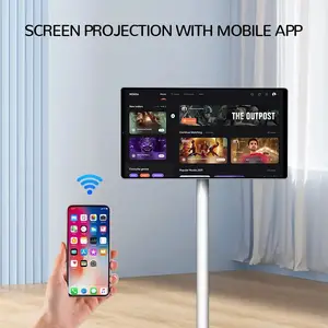 Populaire 21.5 Inch Batterij-Power Android Stand By Me Tv In-Cel Beweegbare Touchscreen Smart Tv Staande Lcd Monitoren