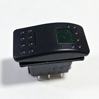 Interrupteur à bascule SPDT 4P (ON)-OFF-(ON) vert à double éclairage avec couvercle noir DC12V/24V pour camion, moto, modification de camping-car, marine