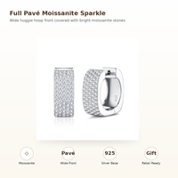 Boucles d'oreilles créoles larges pavées en argent sterling 925 et moissanite, bijoux fins de luxe S925 pour femme