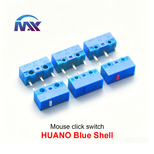 HUANO Mouse Micro Switch Push Button Blue Shell Pink PVC Material 20 Million Lifetimes Applicable to Mice and Keyboards