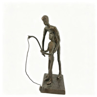 Sculpture en fonte Père et Fils Pêcheurs, Ornement Parent-Enfant Simple et Abstrait, Cadeau Fête des Pères, Décoration, Artisanat Métallique