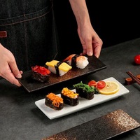 Assiette de service en céramique japonaise pour sushis, 12,5 pouces, plat sous glaçure pour sashimi, restaurant, salle à manger