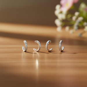 Orecchini a Cerchio Classici Diametro Interno 6mm in Lega di Zinco con Zirconi Incastonati Taglio Brillante Rotondo Gioielli Unisex alla Moda E1322 - Product Image 2