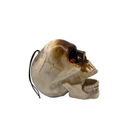 Décoration d'Halloween animatronique LED, accessoire effrayant suspendu, squelette simulé parlant lumineux électrique, tête de crâne animée