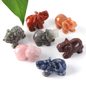 Natural crystal hand animals carved crystal elephant quartz stone rose quartz elephants