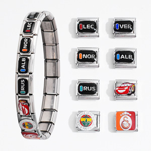 Italian Titanium Steel Modular Bracelet Detachable Customizable Charm Links Letter Car Design Gift Jewelry - Product Image 1