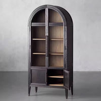 Meuble de rangement en bois d'intérieur, buffet à double porte avec vitrine pour salon et cuisine