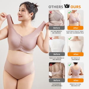 Plus Size Womens <strong>Bra</strong> Front Open Buckle <strong>Pullover</strong> Design Friendly for Big-Breast Ladies Slightly Compression Stretch Share Body - Product Image 3