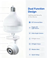 Ampoule E27 avec caméra IP sans fil WiFi, vision nocturne, caméra de sécurité domestique
