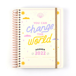 Cuaderno de impresión personalizado, papel de aluminio de oro rosa, anillo de alambre espiral, diario de cubierta dura, planificador diario semanal mensual para <span class=keywords><strong>2022</strong></span> - Product Image 1