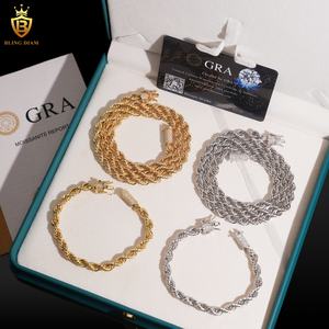 חם מבצע הירך הופ מחיר 6 מ "מ vs missanite שרשרת חבל s925 גברים שרשרת נירוסטה כסף - Product Image 2