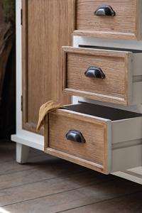 Armoire de rangement en bois massif au design antique, 3 tiroirs, 1 porte, meubles de salon, chambre à coucher, utilisation hôtelière avec étagère - Product Image 5