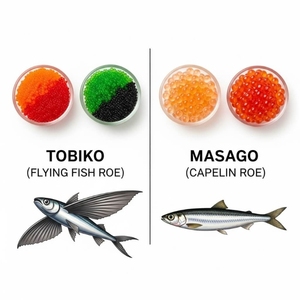 Premium Frozen Flying Fish Roe Tobiko Caviar Sushi Grado Mariscos Proveedor Exportación A granel Naranja Negro Rojo Verde - Product Image 2