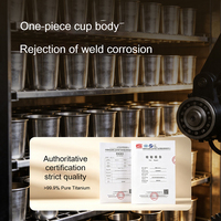 Vente en gros d'usine, logo personnalisé, tasse à café en titane pur à double paroi, isotherme, réutilisable, portable, 320 ml