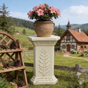 Colonne hexagonale en résine résistante aux intempéries - Socle polyvalent pour jardinières d'extérieur et décoration d'entrée intérieure - Product Image 5