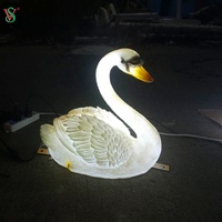유리 섬유 FRP Led Cisne para la Decoracion al aire libre 3D 동물 섬유 유리 섬유 유리 섬유