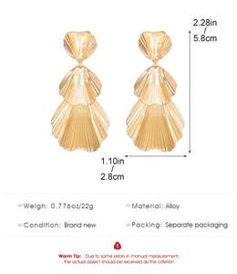 Pendientes Largos Geométricos con Flores, Chapados en Oro, Estilo Cristiano Vintage, para Mujer - Product Image 5