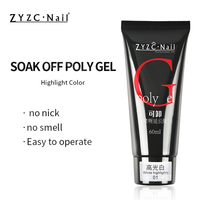 2022 meilleure qualité poligel en tube 6 couleurs ensemble avec lampe acrylique poly gel uv vernis à ongles professionnel extension gels acryliques