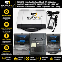 Laptop Toughbook CF-53 Berkualitas Tinggi Intel I5 8/16GB + 512GB 1/2TB Win10 untuk Alat Diagnostik Excavator Loader