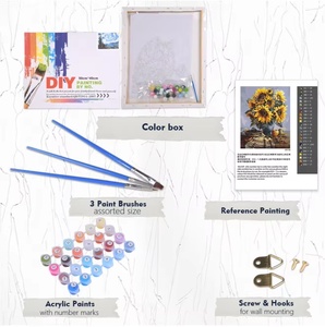 Venta al por mayor: Kit de pintura acrílica DIY por números de <span class=keywords><strong>8</strong></span> a 39 colores, diseño de elefante con barras de madera de pino - Product Image 5