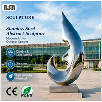 Sculpture abstraite en acier inoxydable poli miroir BSA, grande statue d'art métallique moderne pour l'aménagement extérieur de villas et de places publiques
