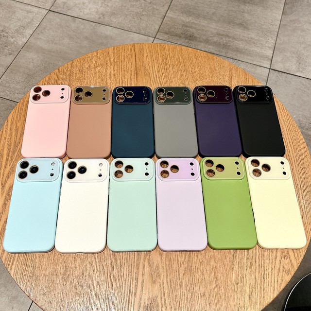 Large Window Liquid Silicone Case For iPhone 17 Air 16 15 14 13 12 11 Pro Max Lens Protection Soft Back Cover