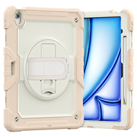 Étui de protection robuste pour iPad Air 13 pouces M2/M3/M4 avec béquille rotative intégrée à 360° et sangle d'épaule, étui pour tablette pour enfants