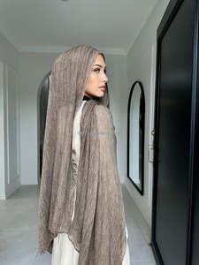 Vente en gros de foulards teints en coton et lin texturés foulards en coton froissé rayonne viscose froissée hijabs châles foulards - Product Image 2