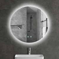 Miroir de salle de bain LED moderne éclairé argenté avec anti-buée, température de couleur 3000K-6000K, pour hôtels, salons et hôpitaux