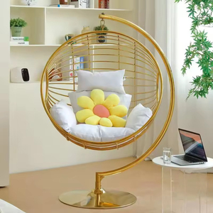 <span class=keywords><strong>Fauteuil</strong></span> <span class=keywords><strong>suspendu</strong></span> en acier inoxydable pour salon, chaise suspendue en forme d'œuf en panier tressé pour chambre à coucher, idéale pour intérieur et balcon - Product Image 3