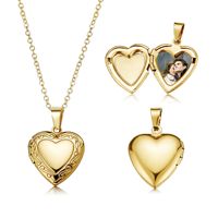 Collar de Acero Inoxidable con Colgante de Corazón Abierto, Cadena para Suéter, Joyería Personalizada para Parejas, con Caja de Corazón y Álbum de Fotos de Amor, que no se desvanece