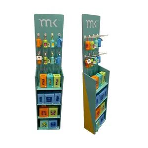 Safeka custom logo innovative cardboard shelf supermarket display with hooks for pet collars/leashes/poop bags