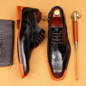 Zapatos de Cuero con Diseño 2026, en Relieve, con Parches en Contraste de Color, para Hombre, Cuero Vacuno de Primera Calidad, Estilo Británico, para Vestir Formal - Product Image 3