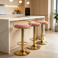 Tabouret de bar pivotant en tissu rose, style nordique moderne et luxueux, durable, hauteur réglable, pour hôtel, salle à manger, cuisine