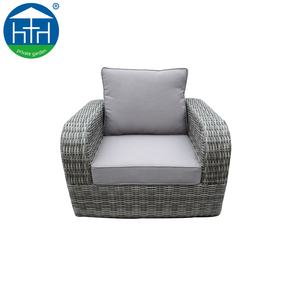 Elegante transversal de jardín al aire libre medio redondo sofá de ratán salón en mimbre tejido y de marco de aluminio - Product Image 6